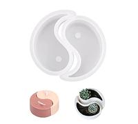 OHYER 2 Piezas Molde de Hormigón de Tai Chi Aromaterapia Molde de Silicona Molde de Fundición de Vela Molde de Yin Yang Creativo Forma Molde Resina Epoxi de Florero para Hacer Velas Jabón Chocolate
