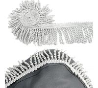 OHYER 3 metros de largo Borde de Borla de Oro Borde de Borla de Flecos estilo vintage ganchillo para costura Flecos dorados para borla con flecos de telay adornos Plata Para cortinas Bufandas Colchas