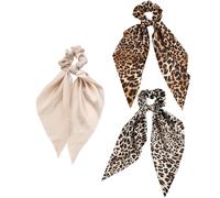 OHYER Coletero de Seda para Pelo Scrunchies para moños trenzas Scrunchies Gasa Elástico Suave Gomas Scrunchies para el Cabello Scrunchies Velvet Elástico Bandas (Estampado de leopardo, 37 * 10cm)