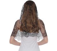 OHYER Mantilla De Encaje Velo Católico para Mujer - Española De Capilla con Flecos para Boda Masiva Novia Hueco Chal