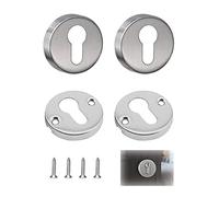 OHYER Tapa de Ojo de Cerradura con 4 Cubiertas (2 Superiores + 2 Inferiores) - Bocallave de Acero Inoxidable para Puerta con Tornillos (Plata)