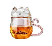 oI3tU6y vasos de agua Taza de café transparente doble pared con tapa, 473 ml (16 oz), diseño adorable gato, vidrio borosilicato asa rosa Accesorios de cocina