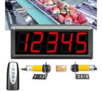 oiakus Contador Digital LED De Doble Sonda, Contador De Cinta Transportadora De 5 Dígitos Y 3 Pulgadas, con Mando a Distancia, Distancia De Detección De 5 M, Función De Memoria Al Apagar