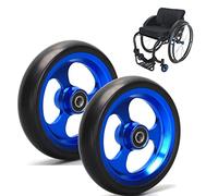 oIBjyrs Rueda de Repuesto para Silla de Ruedas, Rueda Delantera de 5 Pulgadas, Ruedas Macizas de PU, Llanta de Aluminio Azul, Rodamiento de 8 mm, para Silla de Ruedas Deportiva, 1 Par