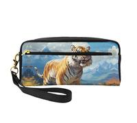 OIBNKCN Bolsa de maquillaje de viaje versátil con diseño de tigres africanos caminando en el pastizal, impresión de doble cara, organizador de cosméticos de piel sintética ultrasuave para mujeres