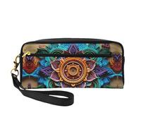 OIBNKCN Bolsa de maquillaje de viaje versátil con patrón de corona simétrica, impresión de doble cara, organizador de cosméticos de piel sintética ultrasuave para mujeres, regalos del día de la madre