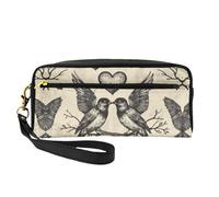 OIBNKCN Bolsa de maquillaje de viaje versátil con silueta de pájaro de amor, impresión de doble cara, organizador de cosméticos de piel sintética ultrasuave para mujeres, regalos del día de la madre y