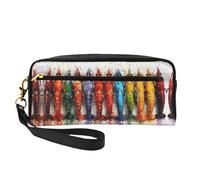 OIBNKCN Bolsa de maquillaje de viaje versátil de camarones coloridos, impresión de doble cara, organizador de cosméticos de piel sintética ultrasuave para mujeres, regalos del día de la madre y