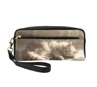 OIBNKCN Lazy Little Cat under the Sunshine - Bolsa de maquillaje de viaje versátil, impresión de doble cara, organizador de cosméticos de piel sintética ultrasuave para mujeres, regalos del día de la