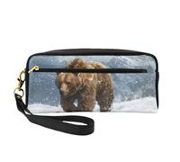 OIBNKCN Lonely Bear in the Blizzard - Bolsa de maquillaje de viaje versátil, impresión de doble cara, organizador de cosméticos de piel sintética ultrasuave para mujeres, regalos del día de la madre y