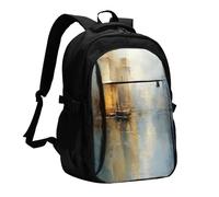 OIBNKCN Mochila de viaje clásica con puerto de carga USB y conector de música, perfecta para hombres y mujeres, con compartimento para portátil