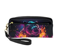 OIBNKCN Rhinoceros emerging from the flames - Bolsa de maquillaje de viaje versátil, impresión de doble cara, organizador de cosméticos de piel sintética ultrasuave para mujeres, regalos del día de la