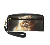 OIBNKCN Serious and focused little cat - Bolsa de maquillaje de viaje versátil, impresión de doble cara, organizador de cosméticos de piel sintética ultrasuave para mujeres, regalos del día de la