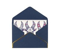 OIBNKCN Sketch Antelope Head, tarjetas de felicitación elegantes únicas en blanco en el interior, surtido de tarjetas para todas las ocasiones, incluye sobres y calcomanías doradas.