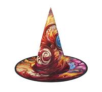 OIBNKCN Sombrero de bruja colorido de llama misteriosa para Halloween, perfecto para mujeres, hombres, decoración de sombrero de bruja para colgar y uso en fiestas