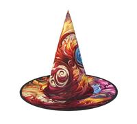 OIBNKCN Sombrero de bruja colorido de llama misteriosa para Halloween, perfecto para mujeres, hombres, decoración de sombrero de bruja para colgar y uso en fiestas