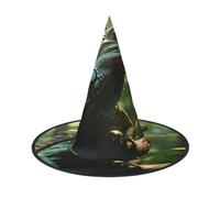 OIBNKCN Sombrero de bruja de Halloween con diseño de lagarto verde, perfecto para mujeres, hombres, decoración de sombrero de bruja para colgar y uso en fiestas