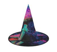 OIBNKCN Sombrero de bruja de Halloween de hongo mágico de fantasía, perfecto para mujeres, hombres, decoración de sombrero de bruja para colgar y uso en fiestas
