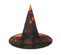 OIBNKCN Sombrero de bruja de Halloween de la ciudad de las llamas, perfecto para mujeres, hombres, decoración de sombrero de bruja para colgar y uso en fiestas