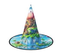 OIBNKCN Sombrero mágico de bruja de castillo en el cielo, perfecto para mujeres, hombres, decoración de sombrero de bruja para colgar y uso en fiestas