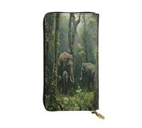 OIBNKCN The Herd of Elephants - Cartera de cuero de primera calidad con cremallera de metal, múltiples ranuras para tarjetas, bolsillos para efectivo, regalo ideal para ella o él