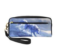 OIBNKCN The Snow Wolf Running in the Wind and Snow - Bolsa de maquillaje de viaje versátil, impresión de doble cara, organizador de cosméticos de piel sintética ultrasuave para mujeres, regalos del
