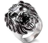 OIDEA Anillo Acero Inoxidable para Hombre Mujer Anillo Cabeza de León Biker Chulo Hip Hop Punk Rock Joyería Clásico Retro Regalo San Valentín Compromiso Boda, Plata, Talla 17