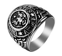 OIDEA Anillo Con Sello de Águila Calva: Aro Estampilla Oval de Jinete Para Hombre de Aceros Inoxidables Regalos Talla 22 de Joyería Para Padre Novio