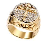 OIDEA Anillo de Cruz Para Hombre :Anillo de Cruz Cristiana Religiosa Vintage de Acero Inoxidable - Para Uso Diario Regalos