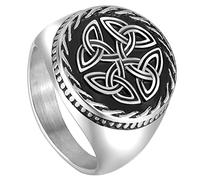 OIDEA Anillo de Hombre de Acero Inoxidable con Nudo Celta Punk con Personalidad Retro,Plata,Tallas: 17
