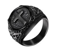 OIDEA Anillo de Motociclista de Acero Inoxidable Estilo Celta Vintage Para Hombre, Joyería Religiosa con La Mano de Dios Y Jesucristo - Negro Talla 27