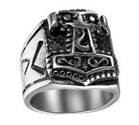 OIDEA Anillo Martillo Thor Hombre: Anillos Vikingo Vintage Plata de Acero Inoxidable Rock Gótico Motero Punk Hipoalergénico Antialérgico - Para Uso Diario Regalos