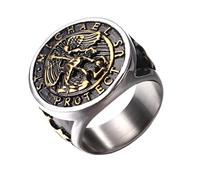 OIDEA Anillo San Miguel para Hombre: Juego de Anillos Sello de San Cristóbal de Acero Inoxidable Ángel de la Guarda Joyas Amuleto Religiosas en Oro Talla 24 Ideal para Rezar Uso Diario y como Regalo