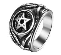 OIDEA Anillo Satánico Vintage Hombre: Anillo del Sello Diablo Pentagrama Cabra de Acero Inoxidable para Caballero Joyería Religiosa Hipoalergénico Tallas 20 - Para Uso Diario Rezar Amuleto Regalo