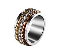 OIDEA Anillo Tricolor Antiestrés Mujer: Anillo Giratorio de Acero Inoxidable En Oro Plata Y Rosa para Aliviar Ansiedad Regalo Talla 20