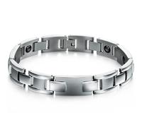 OIDEA &apos Hombre Pulsera, Acero Inoxidable Salud Pulsera magnética H Enlace Cadena Brazo Maduro, Plata