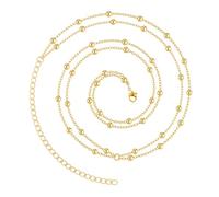 OIDEA Cadena de Taiile para mujer: Cadena de vientre y cuerpo chapado en oro, diseño de cruz y multicapa bohemio con perlas redondas y cadena de extensión ajustable, regalo de cumpleaños para mujer