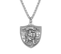 Oidea Collar con colgante de cruz con escudo de la armadura de Dios: collar cristiano de fe inspiradora de acero inoxidable para hombres y mujeres, amuleto religioso, regalo de joyería, talla única