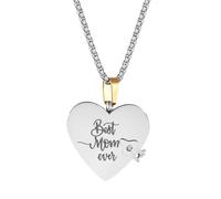 Oidea Collar con diseño de corazón con diseño de libro de capítulos que se puede abrir, con 6 páginas de amor, información grabada, regalos de joyería, talla única, Metal, No es una piedra preciosa