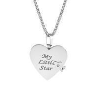 Oidea Collar con diseño de corazón con diseño de libro de capítulos que se puede abrir, con 6 páginas de amor, información grabada, regalos de joyería, talla única, Metal, No es una piedra preciosa