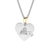 Oidea Collar con diseño de corazón con diseño de libro de capítulos que se puede abrir, con 6 páginas de amor, información grabada, regalos de joyería, talla única, Metal, No es una piedra preciosa