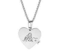 Oidea Collar con diseño de corazón con diseño de libro de capítulos que se puede abrir, con 6 páginas de amor, información grabada, regalos de joyería, talla única, Metal, No es una piedra preciosa
