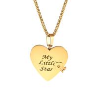 Oidea Collar con diseño de corazón con diseño de libro de capítulos que se puede abrir, con 6 páginas de amor, información grabada, regalos de joyería, talla única, Metal, No es una piedra preciosa