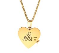 Oidea Collar con diseño de corazón con diseño de libro de capítulos que se puede abrir, con 6 páginas de amor, información grabada, regalos de joyería, talla única, Metal, No es una piedra preciosa