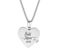 Oidea Collar con diseño de corazón con diseño de libro de capítulos que se puede abrir, con 6 páginas de amor, información grabada, regalos de joyería, talla única, Metal, No es una piedra preciosa