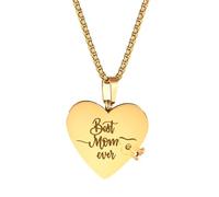 Oidea Collar con diseño de corazón con diseño de libro de capítulos que se puede abrir, con 6 páginas de amor, información grabada, regalos de joyería, talla única, Metal, No es una piedra preciosa