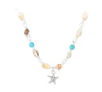 OIDEA Collar Conchas Caracola Estrella Mar Turquesa: Collar Bohemio Playa Cristal Cuentas Regalo Mujer Verano
