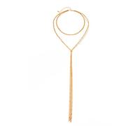 OIDEA Collar Corporal Y Lazo Cobrizo: Cadena Espalda Larga con Flecos para Vestidos Escotados Boda Novia Fiesta Regalo Sensual Dorado