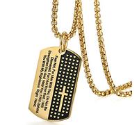 OIDEA Collar Cruz Biblia Hombre: Colgante Jesús en Acero Inoxidable Dorado Vintage Hipoalergénico - Regalo Cristiano para Uso Diario