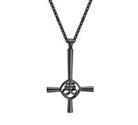 OIDEA Collar Cruz Invertida Leviatán: Collar Infinito Doble Cruz Colgante Acero Inoxidable para Hombre Mujer Joyas Amuleto Iglesia Uso Diario Regalo